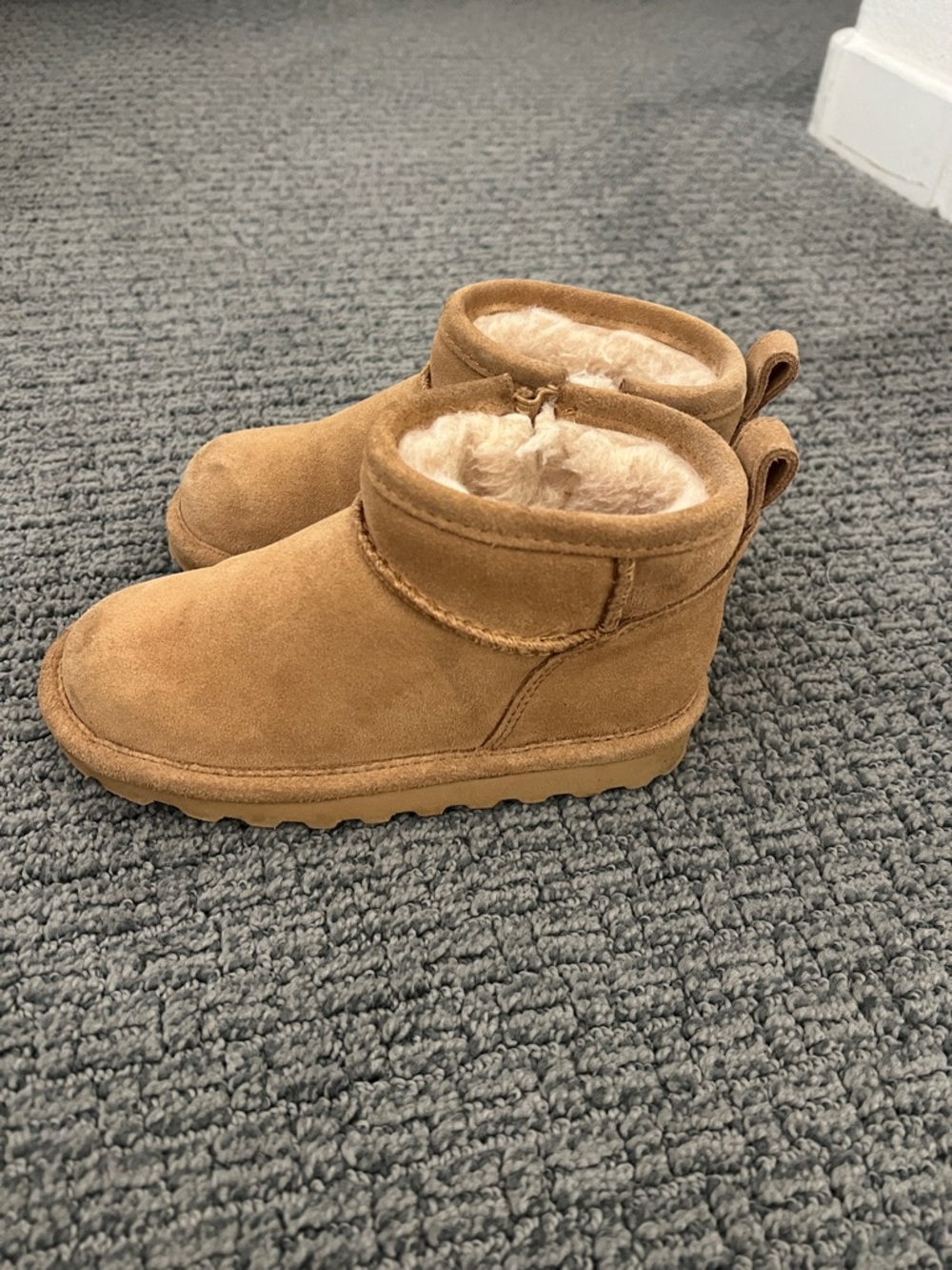 BearPaw Chestnut Suede Shearling Ankle Boots